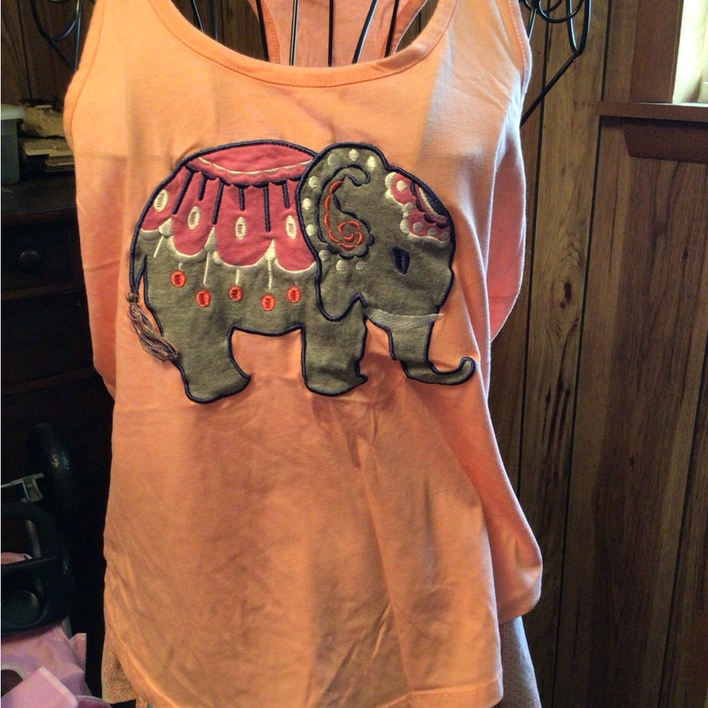 Kids Elephant Tank Top - Peach